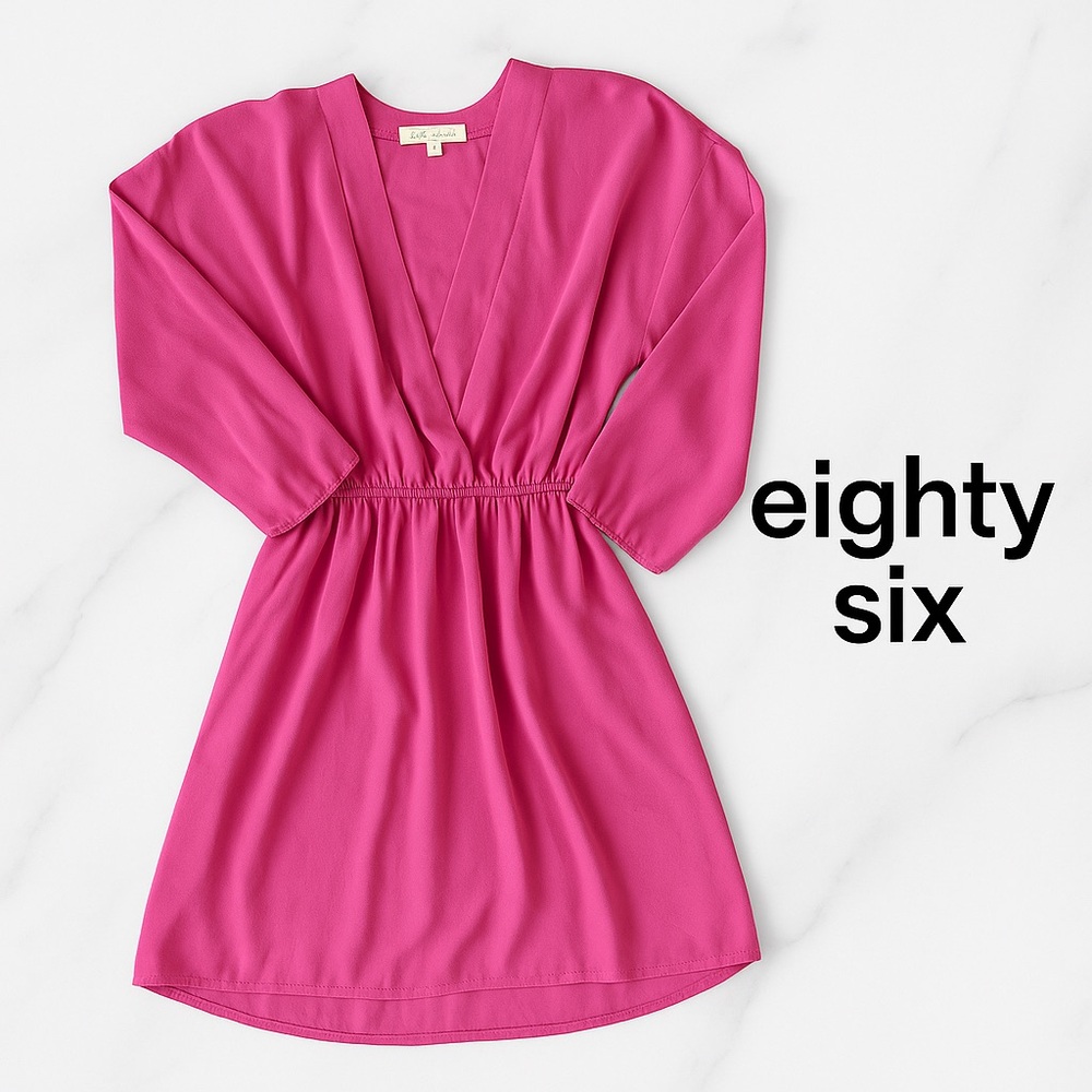 Eight Sixty Pink V-Neck Mini Dress - Size Small